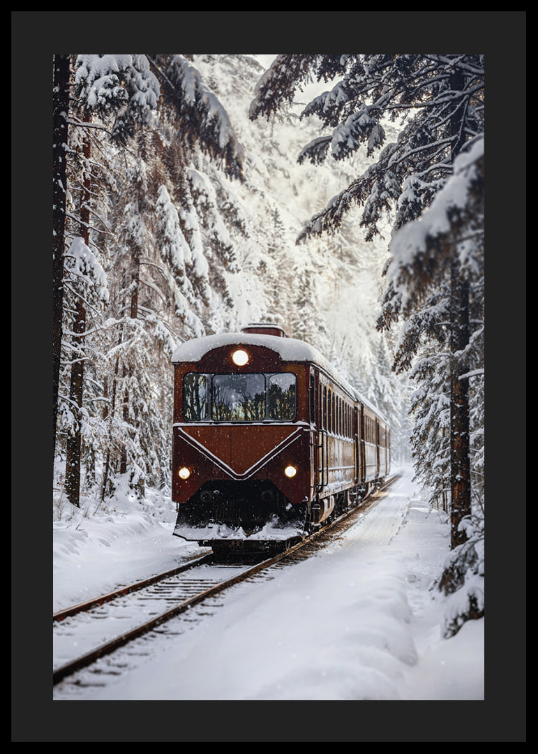 A train creates magic in the winter landscape.-12