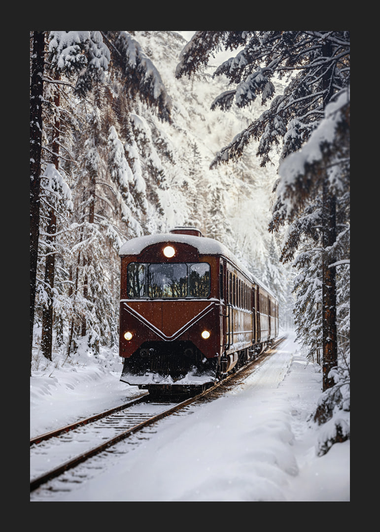 A train creates magic in the winter landscape.-12