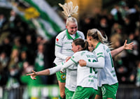 Julie Blakstad, Smilla Vallotto, Emilie Joramo och Ellen Wangerheim Hammarby 2025-5