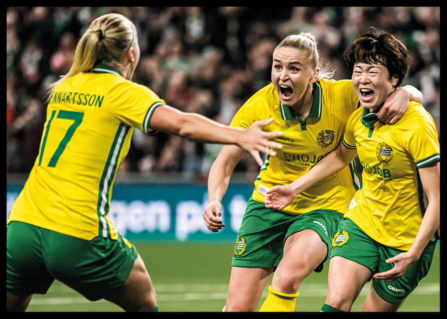 Asato Miyagawa, Stina Lennartsson, and Anna Jøsendal Hammarby UEFA Women's Europa Cup-12