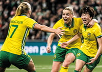 Asato Miyagawa, Stina Lennartsson, and Anna Jøsendal Hammarby UEFA Women's Europa Cup-5