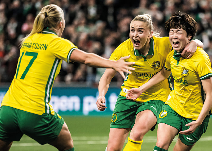 Asato Miyagawa, Stina Lennartsson, and Anna Jøsendal Hammarby UEFA Women's Europa Cup-12