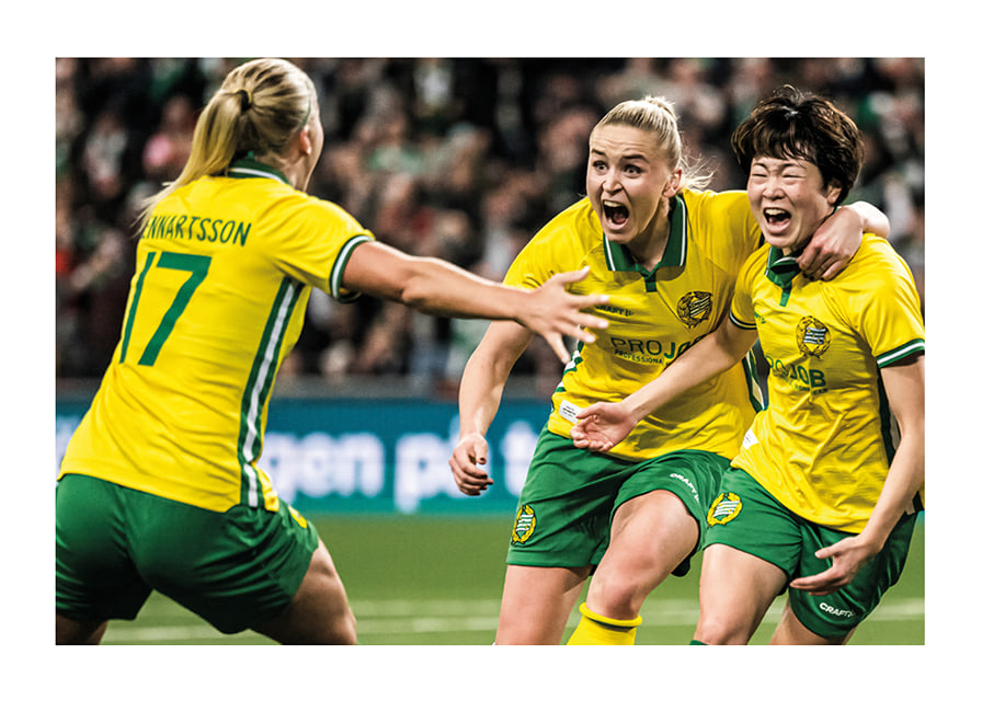 Asato Miyagawa, Stina Lennartsson, and Anna Jøsendal Hammarby UEFA Women's Europa Cup-12