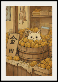 En katt gömmer sig bland gyllene frukter och skapar mystik.-2