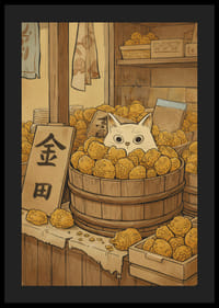 En katt gömmer sig bland gyllene frukter och skapar mystik.-4