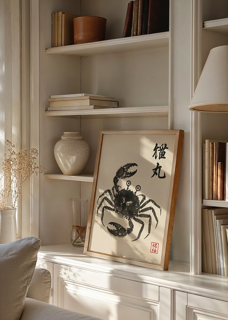 A powerful crab expressed in elegant ink art.-12
