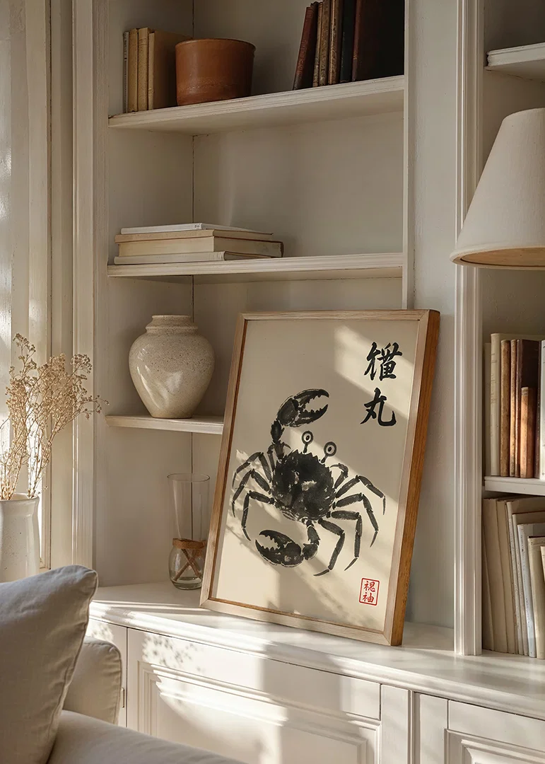 A powerful crab expressed in elegant ink art.-12