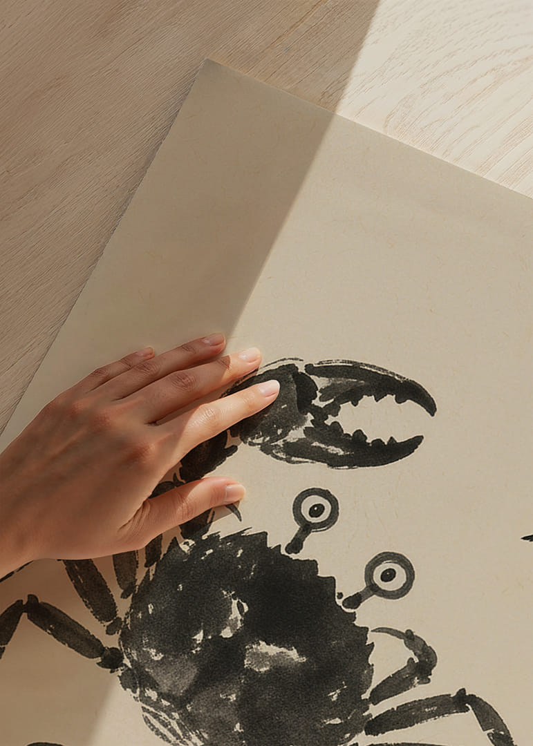 Um poderoso caranguejo expresso numa elegante arte a tinta.-12