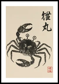 A powerful crab expressed in elegant ink art.-0