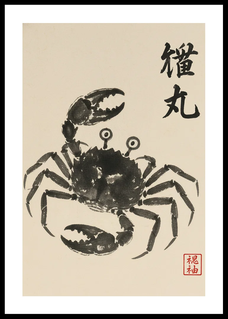 A powerful crab expressed in elegant ink art.-12
