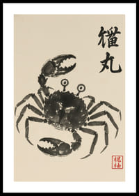 A powerful crab expressed in elegant ink art.-0