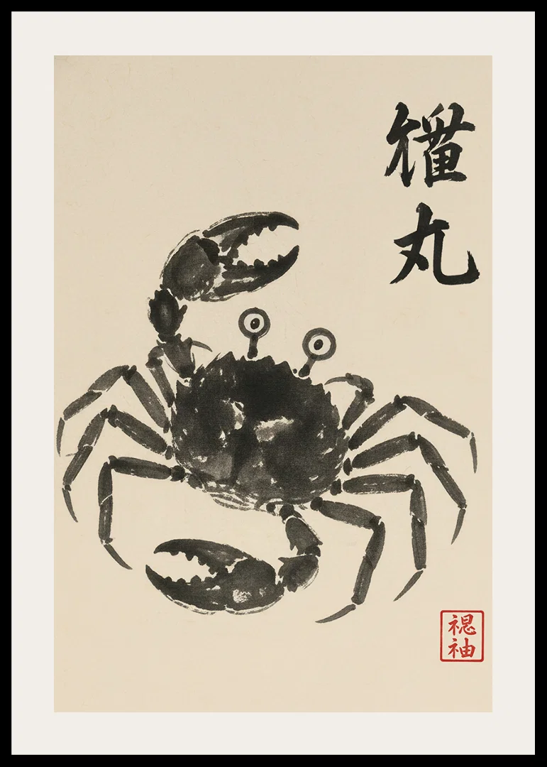 A powerful crab expressed in elegant ink art.-12