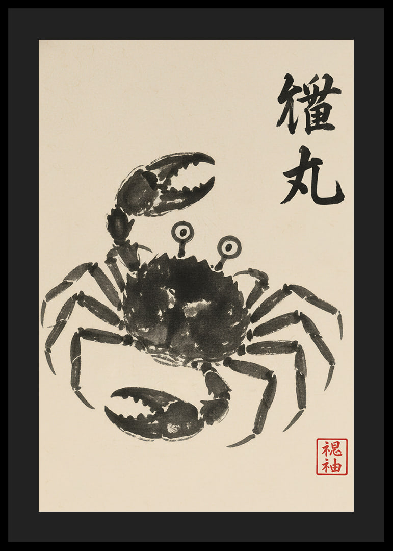 A powerful crab expressed in elegant ink art.-12