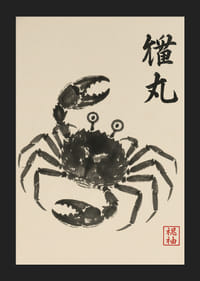 En kraftfull krabba uttryckt i elegant bläckkonst.-5