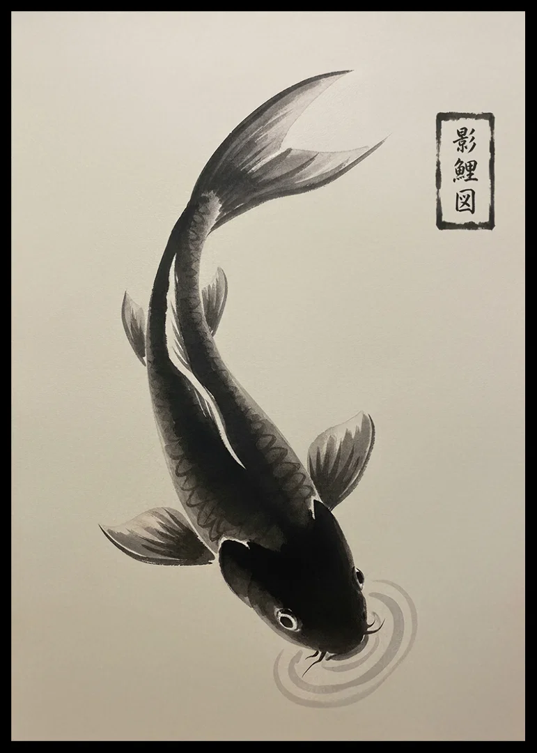 An elegant koi floats serenely over the water.-12