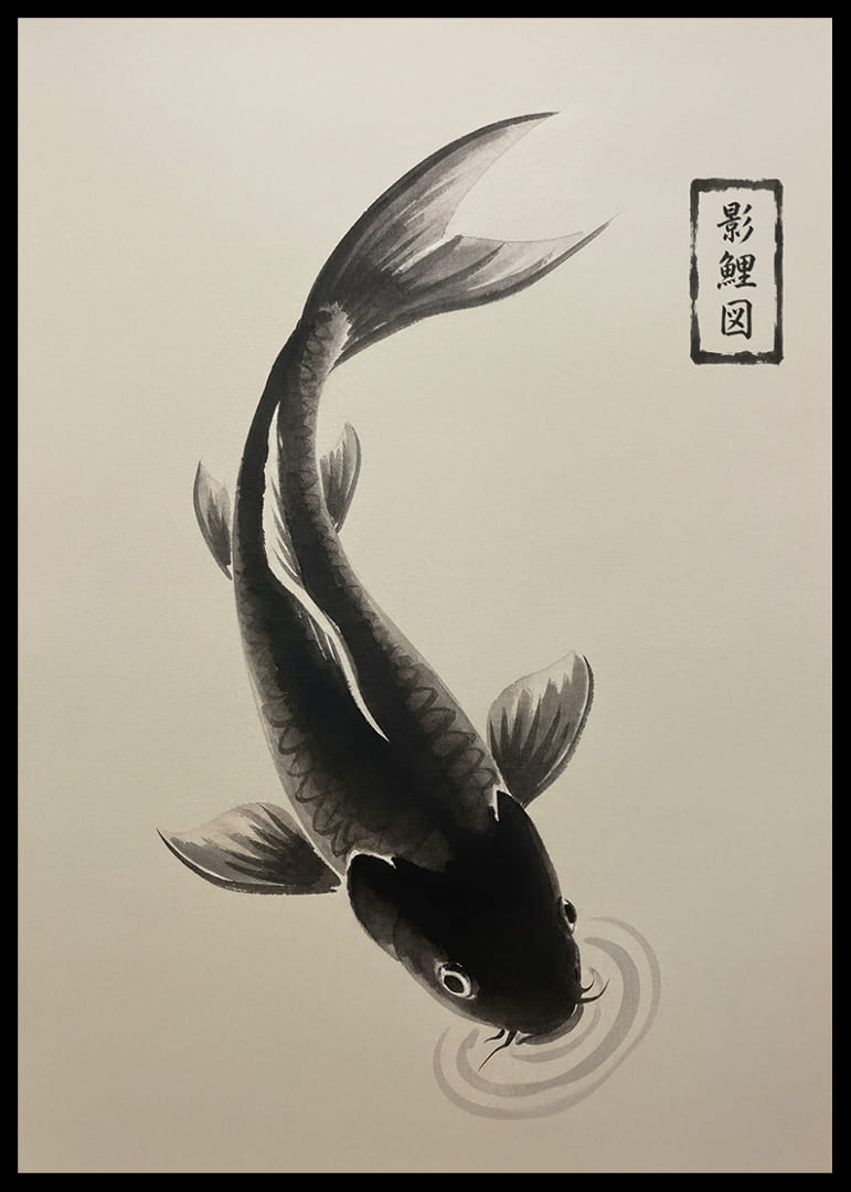 Uma elegante carpa koi flutua serenamente sobre a água.-12