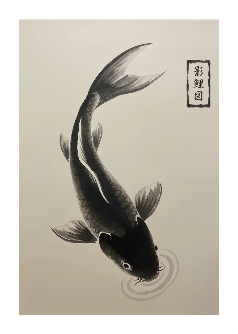 An elegant koi floats serenely over the water.-12
