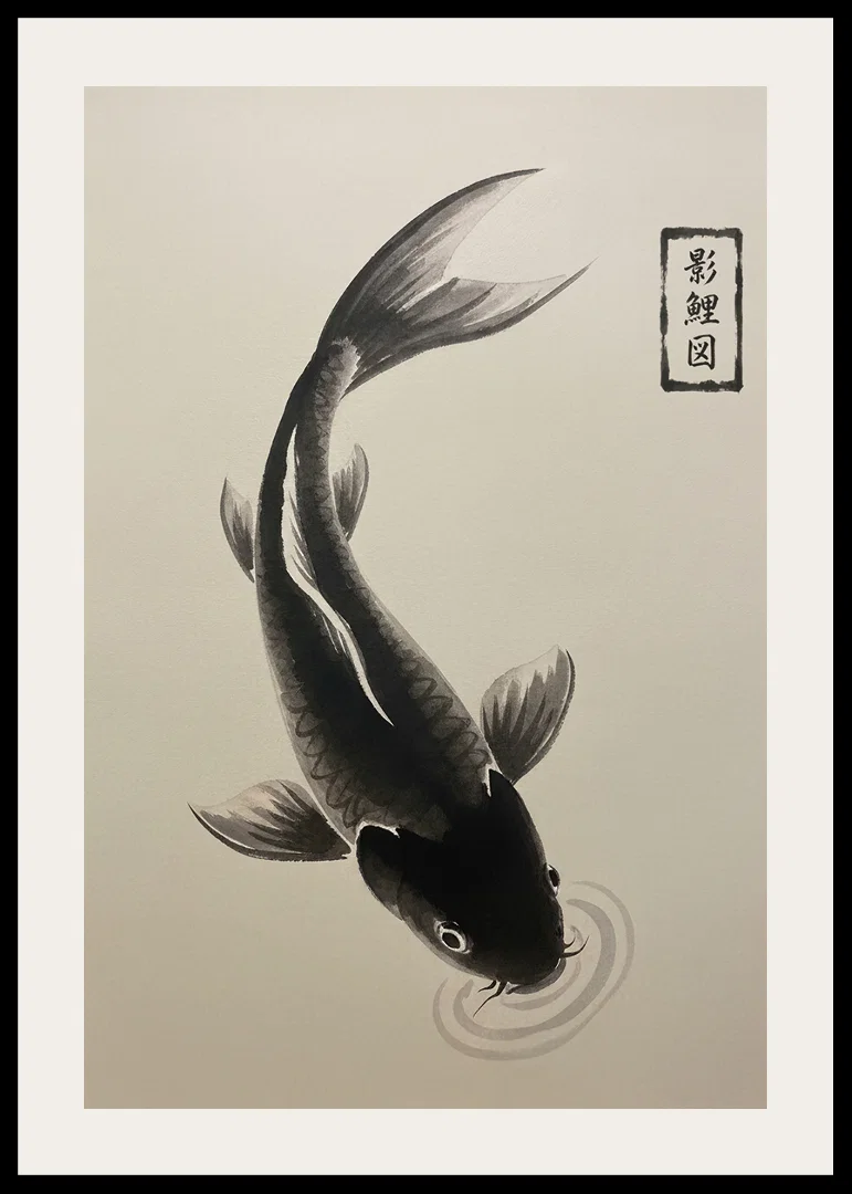 An elegant koi floats serenely over the water.-12