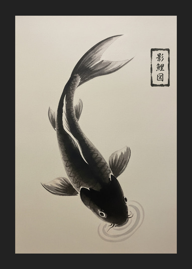 An elegant koi floats serenely over the water.-12