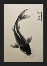 An elegant koi floats serenely over the water.-5