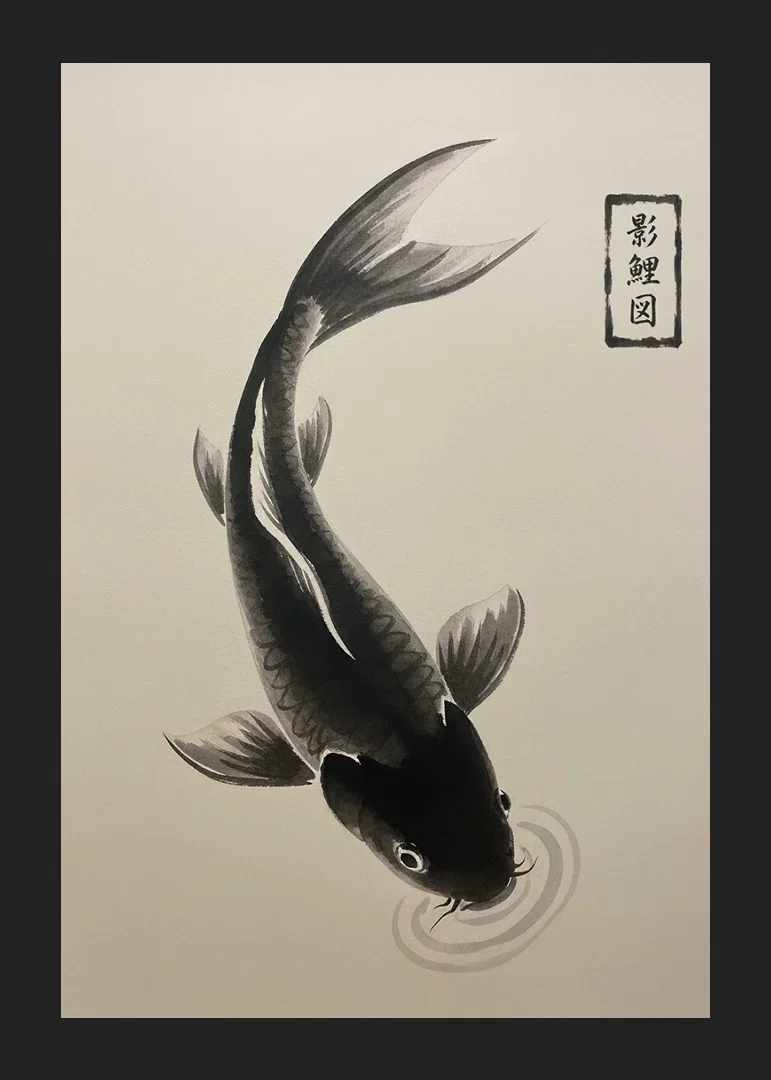 An elegant koi floats serenely over the water.-12