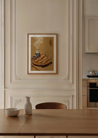 Delícias fumegantes e o aconchego tradicional unem-se neste poster harmonioso.-4