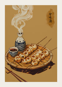 Ångande delikatesser och traditionell värme förenas på denna harmoniska affisch.-3