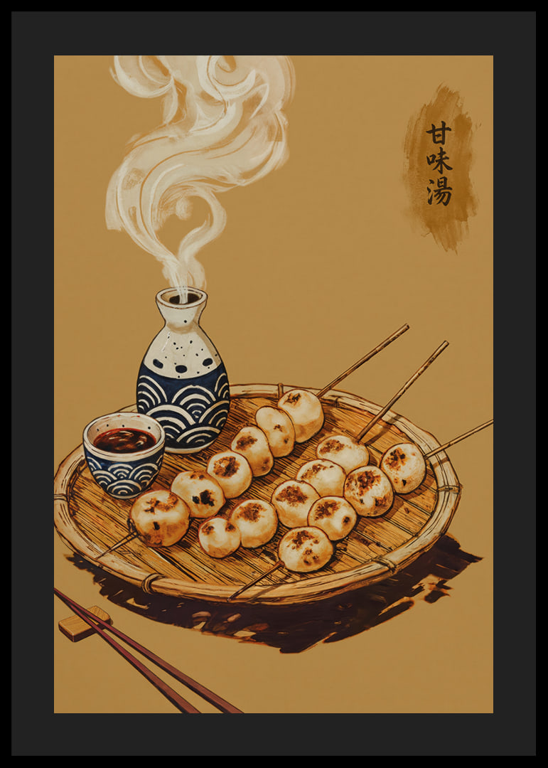 Steaming delicacies and traditional warmth come together on this harmonious poster.-12