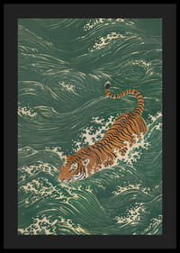 En tiger simmar elegant genom grönskande vågor.-4