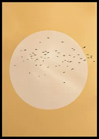 Birds soar in a golden sphere of tranquility and beauty.-6