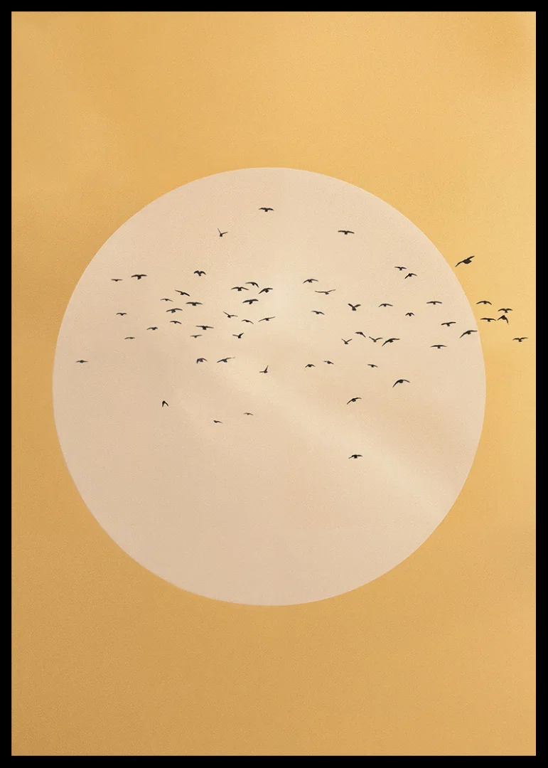 Birds soar in a golden sphere of tranquility and beauty.-12
