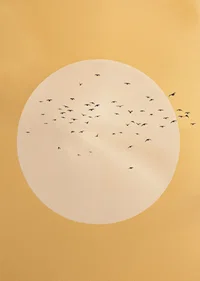Birds soar in a golden sphere of tranquility and beauty.-7