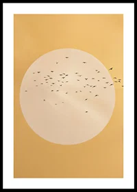 Birds soar in a golden sphere of tranquility and beauty.-0