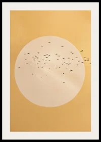 Birds soar in a golden sphere of tranquility and beauty.-2