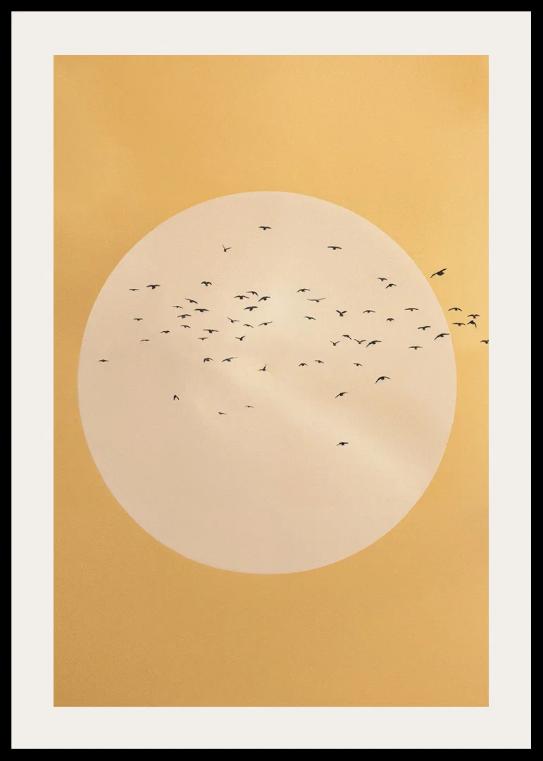 Birds soar in a golden sphere of tranquility and beauty.-12