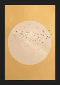 Birds soar in a golden sphere of tranquility and beauty.-5