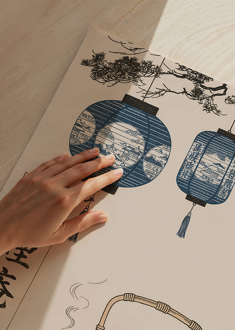 Eleganza orientale con lanterne appese e tè fumante.-12