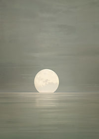 The moon's still light is reflected in the calm water.-7