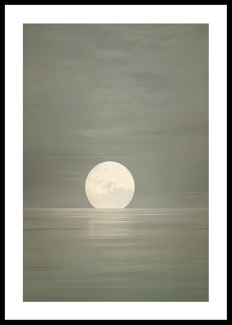 The moon's still light is reflected in the calm water.-12