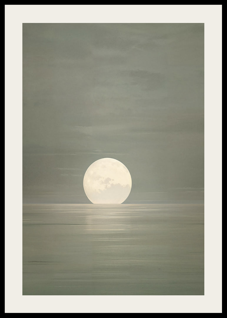 The moon's still light is reflected in the calm water.-12