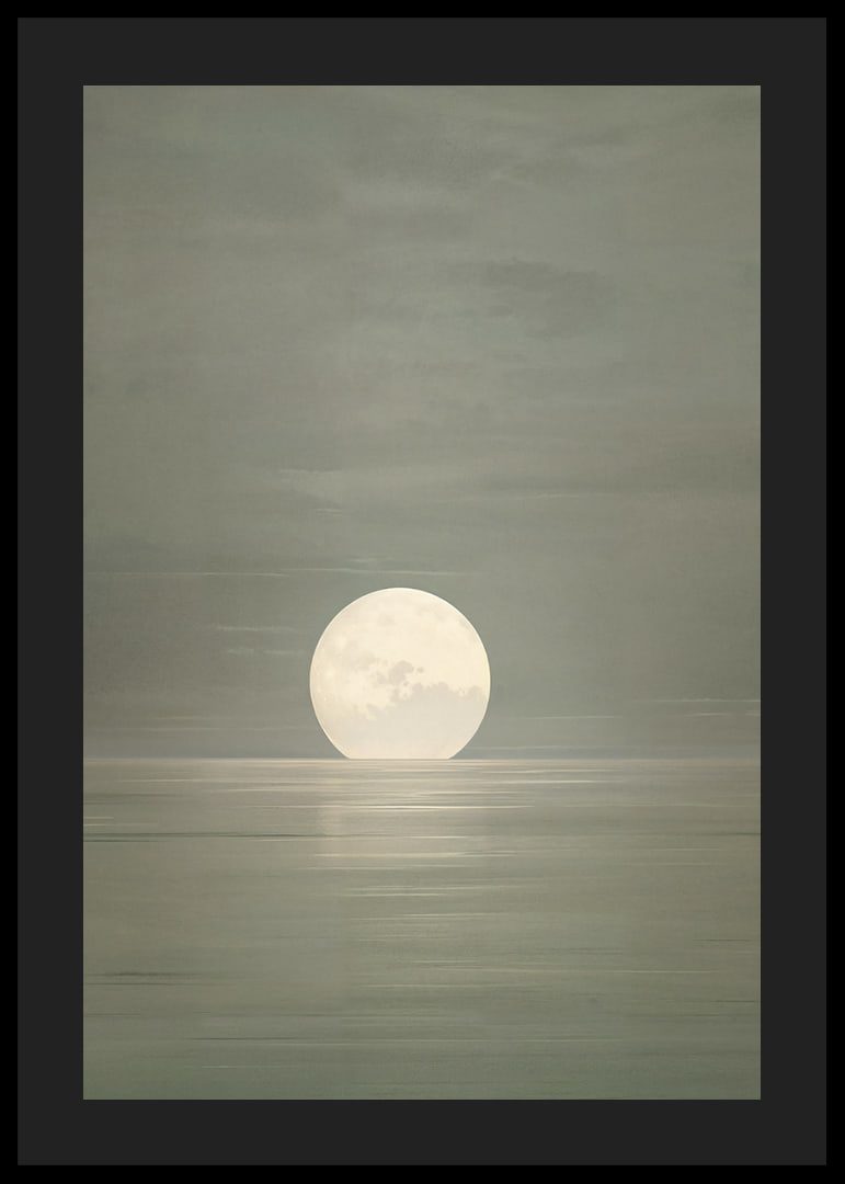The moon's still light is reflected in the calm water.-12