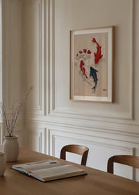 Colorful koi fish sweep through water in perfect harmony.-4