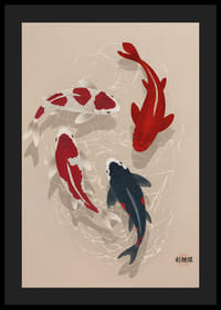 Färgglada koifiskar sveper genom vatten i perfekt harmoni.-4