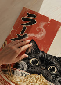 A curious cat enjoys a steaming bowl of ramen.-3