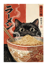 En nyfiken katt njuter av en ångande skål ramen.-1