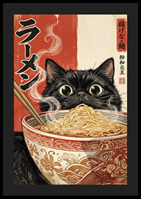 A curious cat enjoys a steaming bowl of ramen.-4