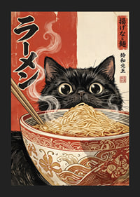A curious cat enjoys a steaming bowl of ramen.-5