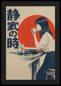 En kvinna i ett lugnt ögonblick med röd sol som bakgrund.-4