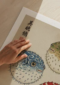Fireworks display of colorful blowfish in traditional design.-9