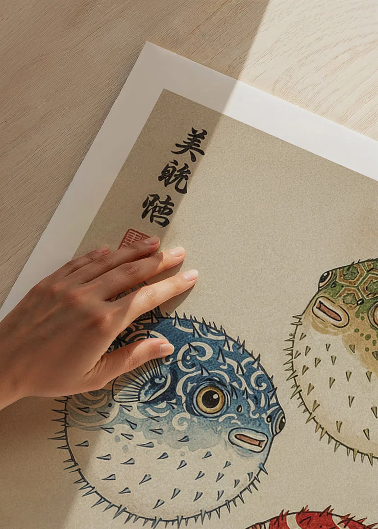 Fireworks display of colorful blowfish in traditional design.-12